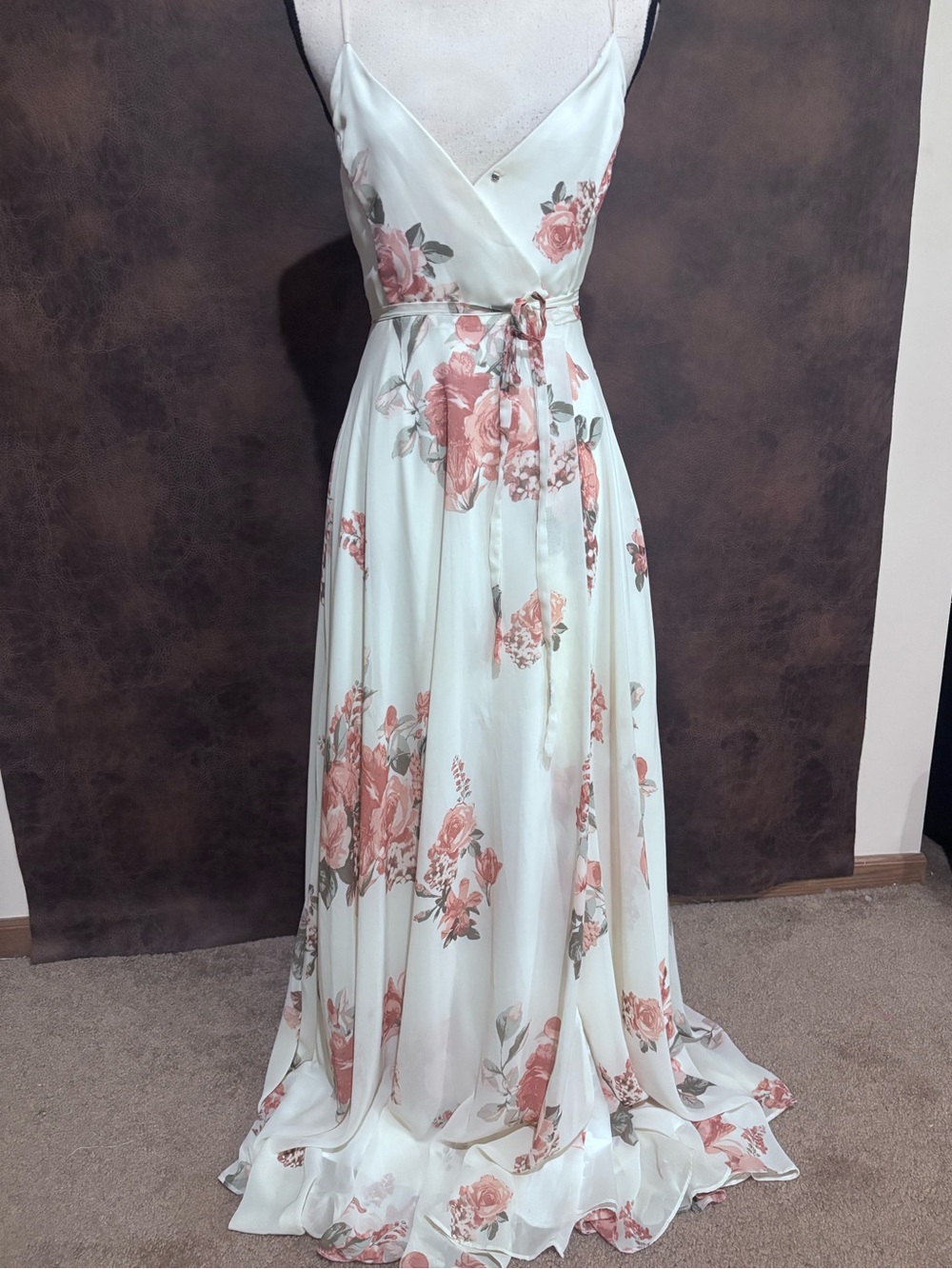 Lulus Elegantly Inclined cream floral dress